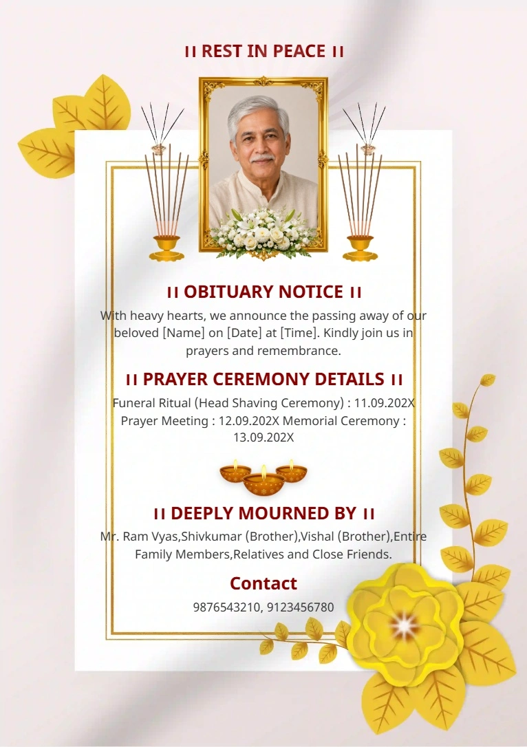 Funeral invitation card design