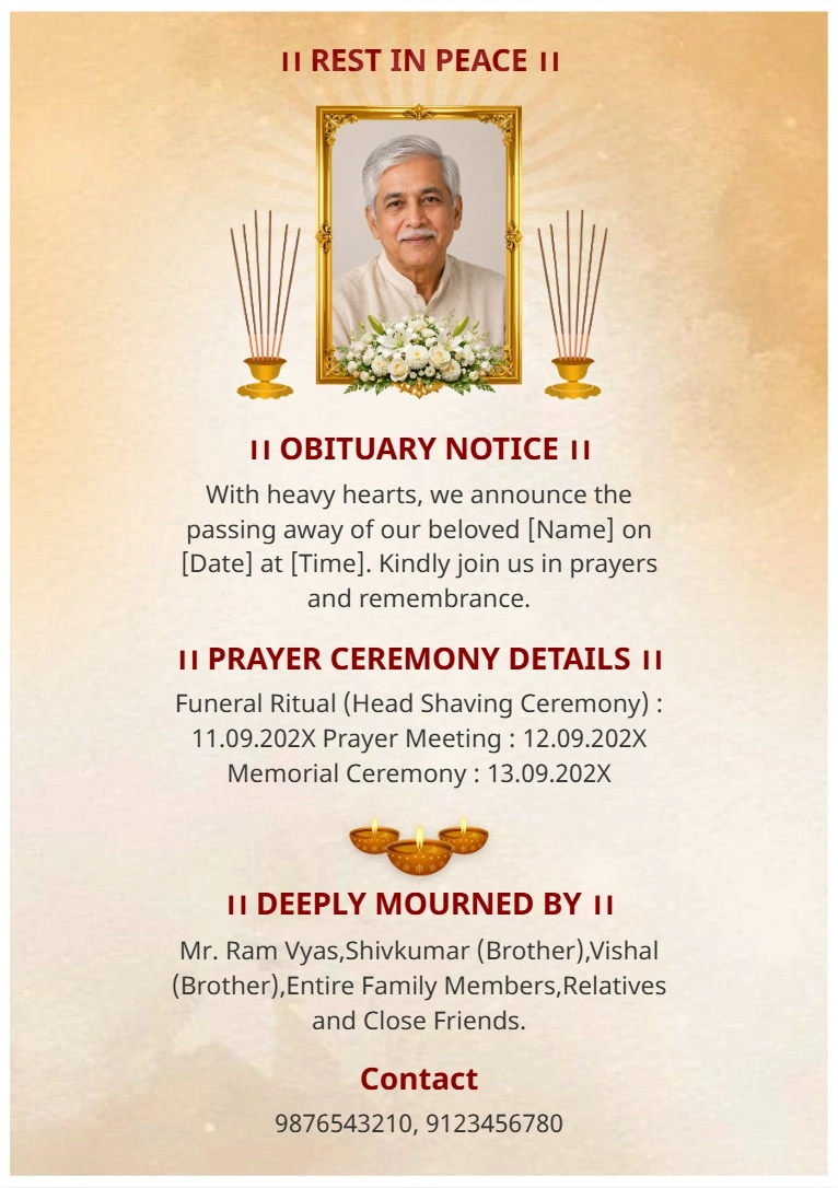 Memorial service card template